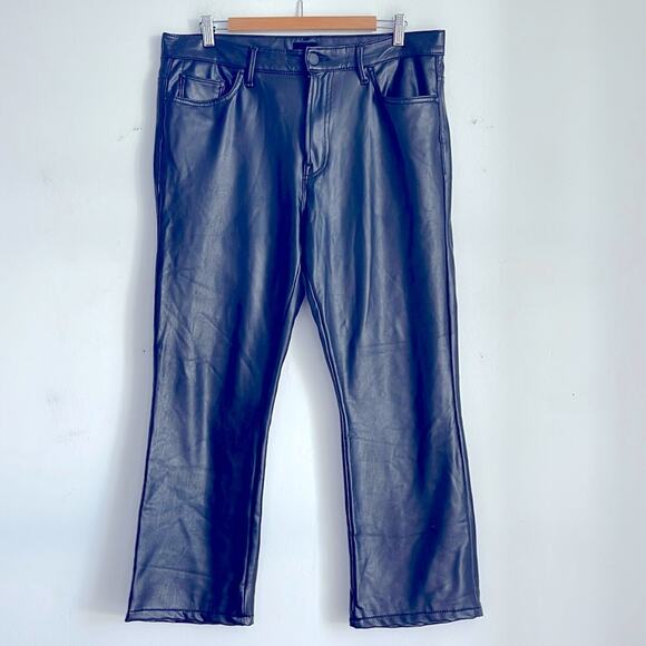 MOTHER The Insider Ankle Faux Show vegan leather flared ankle pants sz 34 - Picture 1 of 7